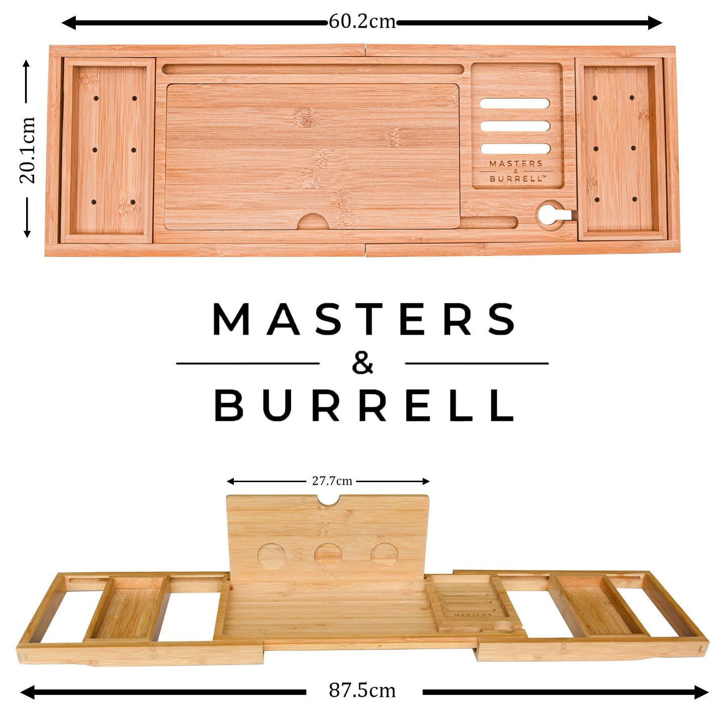 Luxury Bamboo Bath Tray for Bathtubs – Adjustable Wooden Bath Board with Book Holder, Wine Glass Slot, Phone & Tablet Stand – Expandable Spa Bath Tray Organizer for Bathroom Relaxation