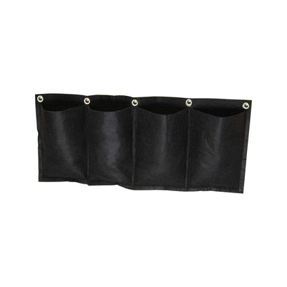S4U 4 Pocket Hanging Horizontal Garden Wall Planter Planting Grow Bags For Outdoor Yard Garden Home Decoration, Flowers Planting Bags Storage Bags (Black)