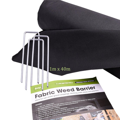 S4U Weed Control Membrane Durable Weed Barrier Fabric UV Stabilised Weed Barrier Breathable Garden Membrane for Pathways Flower Beds and Vegetable Gardens 1x50m
