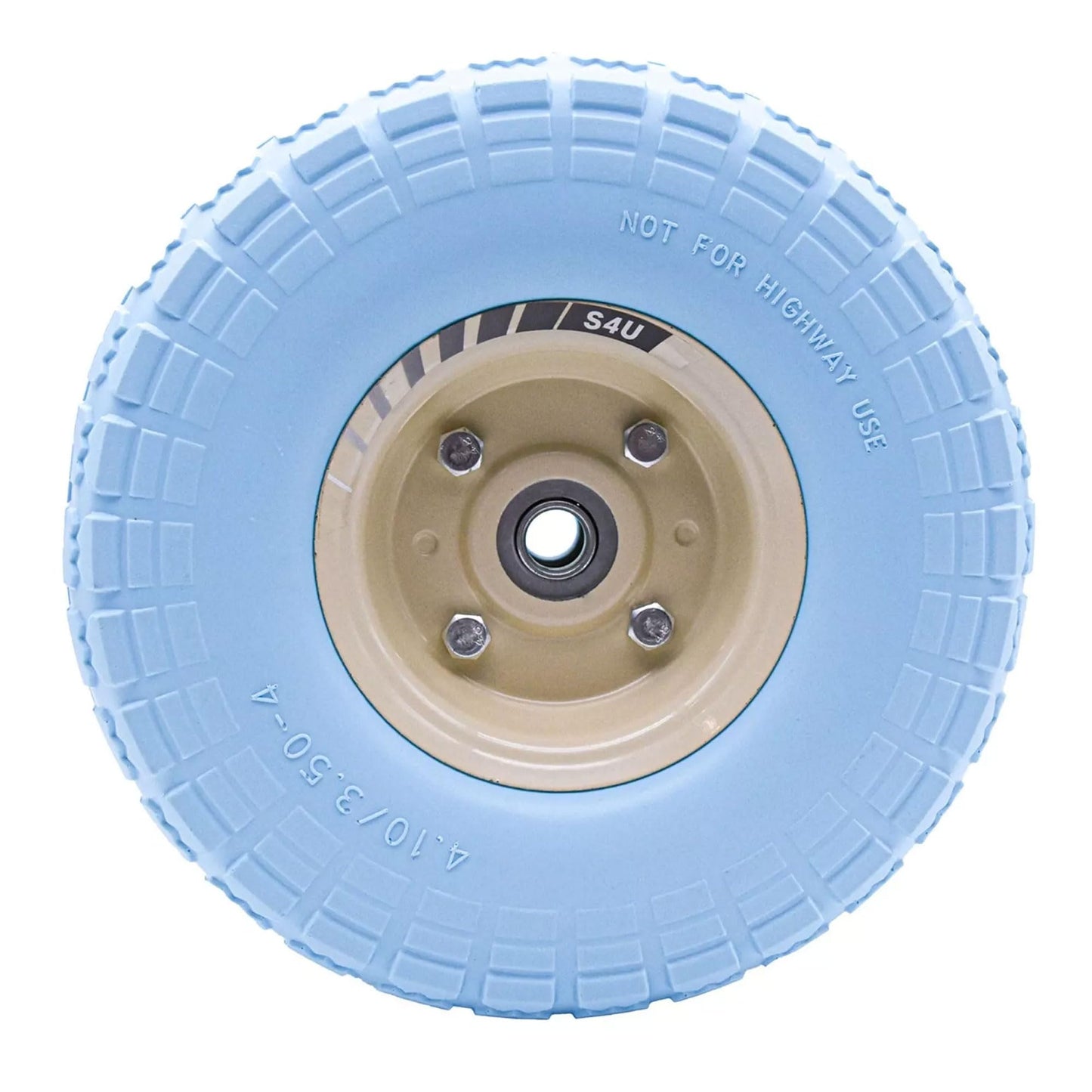 S4U 10” Sack Barrow Hand Truck Tyre Solid Rubber Wheel 3.5-4 PU Heavy Duty Puncture Proof Trolley Cart Wheelbarrow Replacement 16mm Bearing Nylon locking nuts