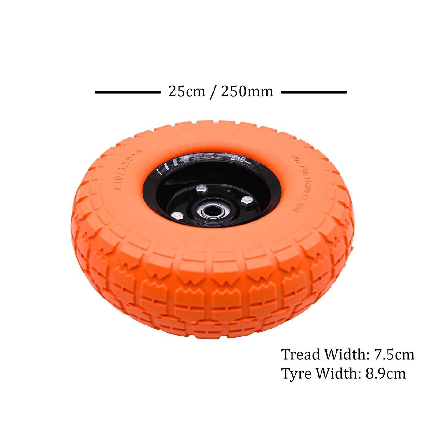 S4U 2x10” Sack Barrow Wheels Hand Truck Trolley Wheels Cart Solid Wheelbarrow Wheel 3.5-4 PU Heavy Duty Puncture Proof Trolley Wheels 16mm Bearing Wheel Nylon locking nuts