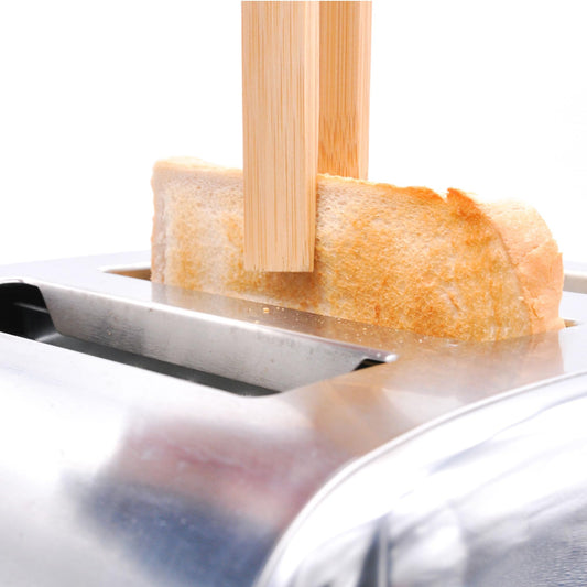 Masters & Burrell Magnetic Bamboo Toaster Tongs Kitchen Tongs for Grabbing Toast with Strong Magnet to Easily Attach on The Toaster 22cm x 2cm Set of 2