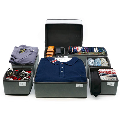 Masters & Burrell Wardrobe Dividers Set of Fabric Closet Organiser, Foldable Storage Boxes to Tidy Dresser, Office, Bra, Underwear, Tie, Socks, Bedroom, Collapsible Organizer