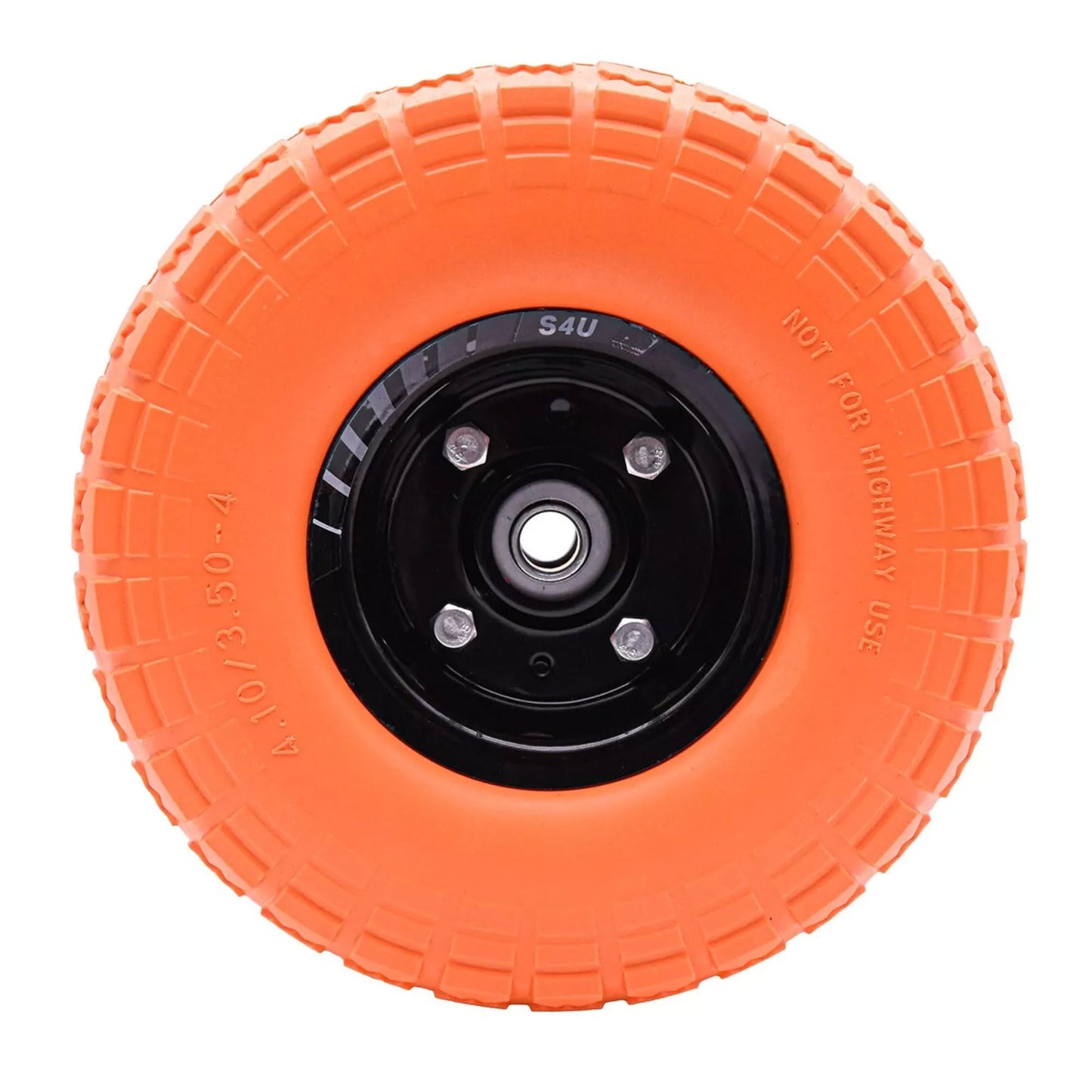 S4U 10” Sack Barrow Hand Truck Tyre Solid Rubber Wheel 3.5-4 PU Heavy Duty Puncture Proof Trolley Cart Wheelbarrow Replacement 16mm Bearing Nylon locking nuts