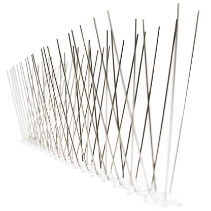S4U Bird Spikes with Plastic Base and Stainless Steel Pigeon Spikes for Roofs and Windows Bird Deterrent Spikes Set for Anti Crows, Seagulls and Small Birds