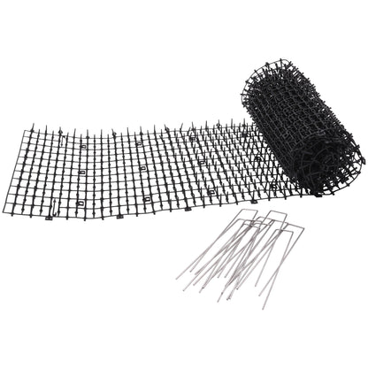 Prickle Strip Cat Scat Mat for Garden 200cm*30cm Plastic Cat Spikes Deterrent Plant Protective Net for Outdoor Garden and Flowers U-Shaped Pegs Included