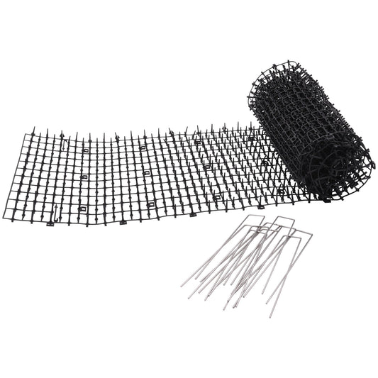 Prickle Strip Cat Scat Mat for Garden 200cm*30cm Plastic Cat Spikes Deterrent Plant Protective Net for Outdoor Garden and Flowers U-Shaped Pegs Included