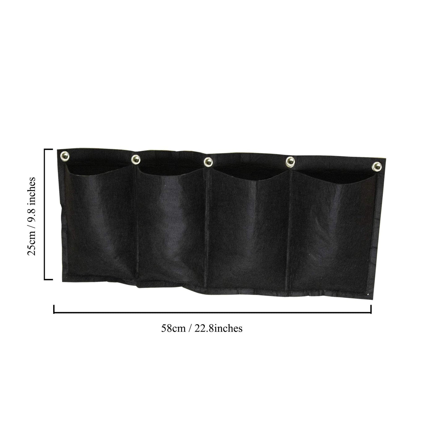 S4U 4 Pocket Hanging Horizontal Garden Wall Planter Planting Grow Bags For Outdoor Yard Garden Home Decoration, Flowers Planting Bags Storage Bags (Black)
