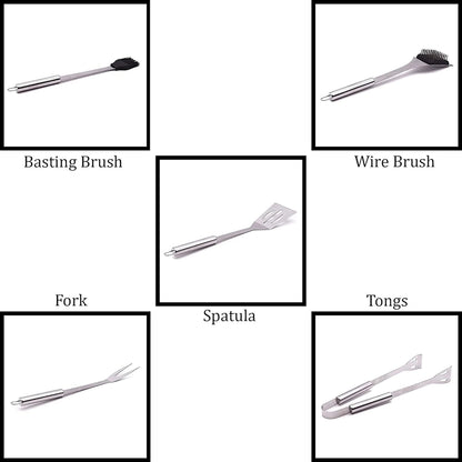Masters & Burrell BBQ Tool Set and Storage Case 20 Piece Barbeque Accessories Kit Includes Spatula, Fork, Tongs, Basting Brush Heavy Duty Stainless Steel Utensils for Outdoor Cooking