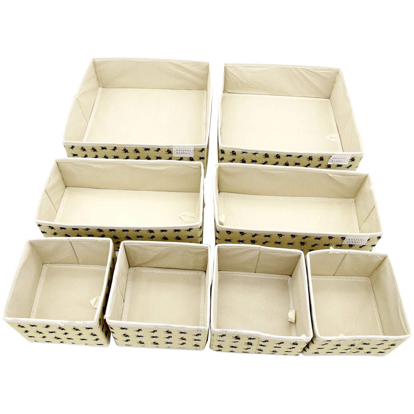 Masters & Burrell Wardrobe Dividers Set of Fabric Closet Organiser, Foldable Storage Boxes to Tidy Dresser, Office, Bra, Underwear, Tie, Socks, Bedroom, Collapsible Organizer