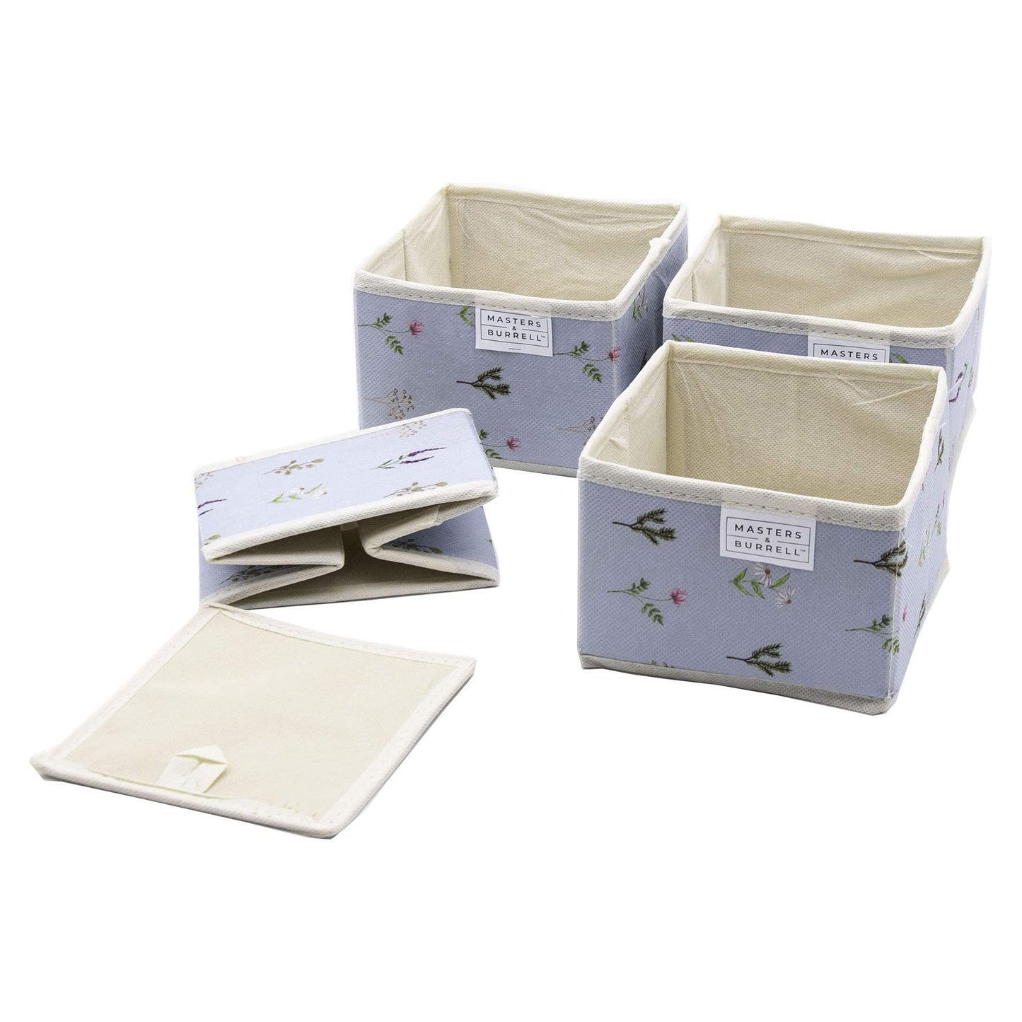 Masters & Burrell Wardrobe Dividers Set of Fabric Closet Organiser, Foldable Storage Boxes to Tidy Dresser, Office, Bra, Underwear, Tie, Socks, Bedroom, Collapsible Organizer