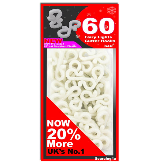 S4U Gutter Hooks, Gutter Hook Multi Pack for Securing Lights to Guttering