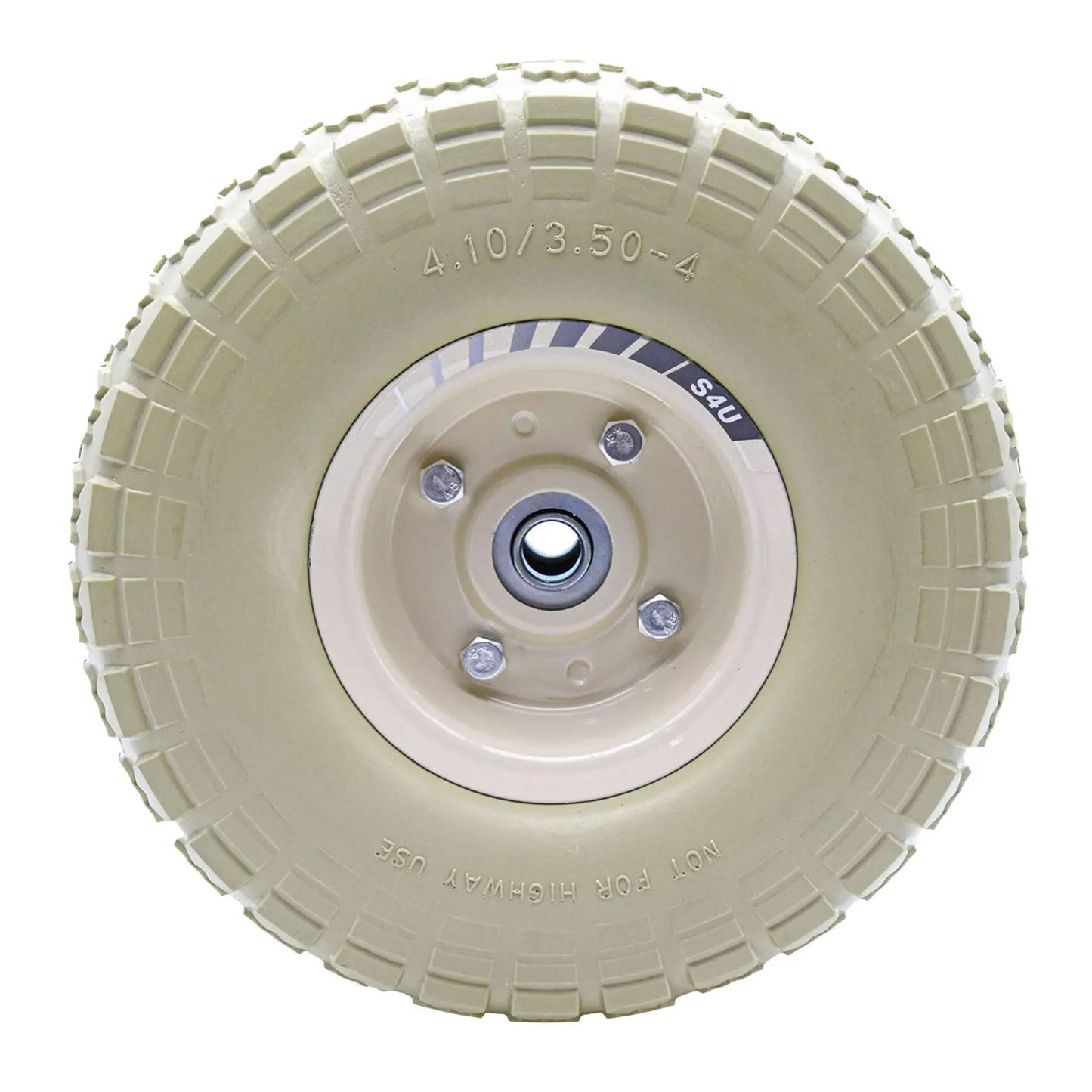 S4U 10” Sack Barrow Hand Truck Tyre Solid Rubber Wheel 3.5-4 PU Heavy Duty Puncture Proof Trolley Cart Wheelbarrow Replacement 16mm Bearing Nylon locking nuts