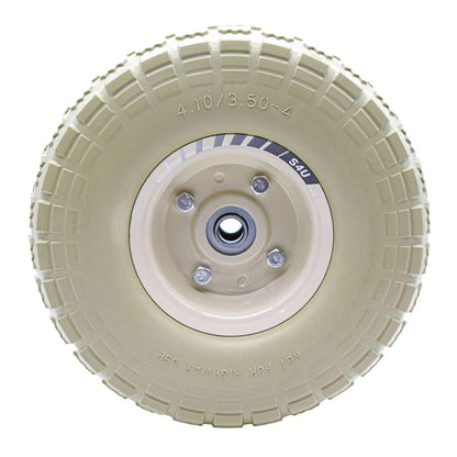 S4U 10” Sack Barrow Hand Truck Tyre Solid Rubber Wheel 3.5-4 PU Heavy Duty Puncture Proof Trolley Cart Wheelbarrow Replacement 16mm Bearing Nylon locking nuts