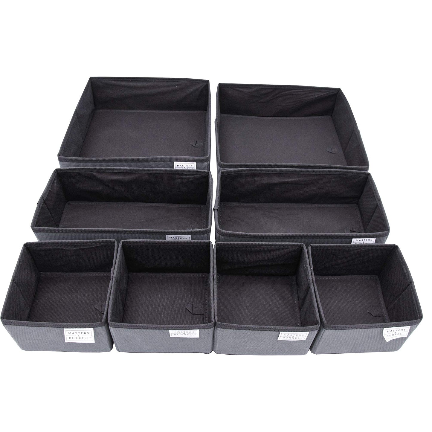 Masters & Burrell Wardrobe Dividers Set of Fabric Closet Organiser, Foldable Storage Boxes to Tidy Dresser, Office, Bra, Underwear, Tie, Socks, Bedroom, Collapsible Organizer