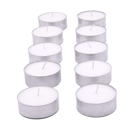 Glo-Wax Giant Tea Lights – Extra Large Unscented Long Burning Tea Lights Candles for Home & Outdoor Ambience, 10-Hour Maxi Candles – White Wax Set for Decor, Events & Relaxation