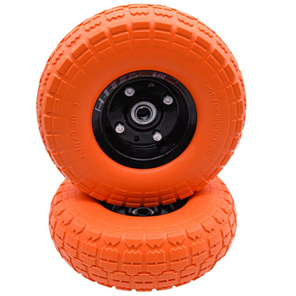 S4U 2x10” Sack Barrow Wheels Hand Truck Trolley Wheels Cart Solid Wheelbarrow Wheel 3.5-4 PU Heavy Duty Puncture Proof Trolley Wheels 16mm Bearing Wheel Nylon locking nuts