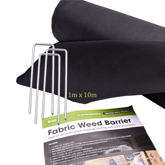 S4U Weed Control Membrane Durable Weed Barrier Fabric UV Stabilised Weed Barrier Breathable Garden Membrane for Pathways Flower Beds and Vegetable Gardens 1x50m
