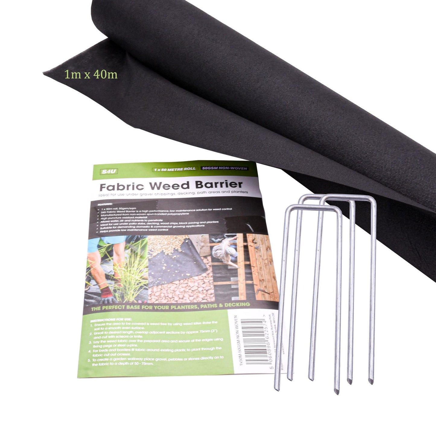 S4U Weed Control Membrane Durable Weed Barrier Fabric UV Stabilised Weed Barrier Breathable Garden Membrane for Pathways Flower Beds and Vegetable Gardens 1x50m