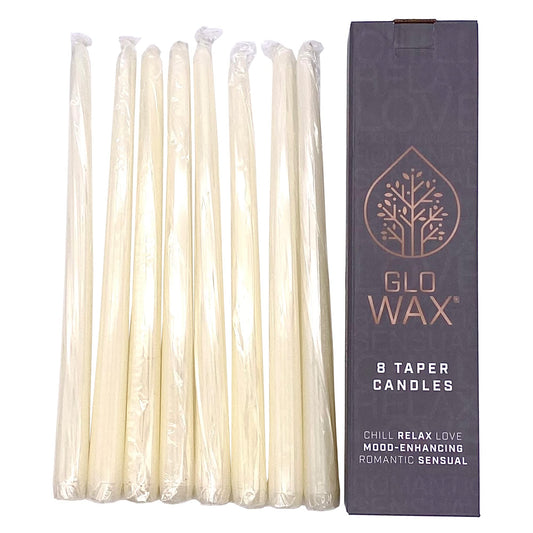 Glo-Wax Tapered Dinner Candles Ivory or White Dripless Unscented 8 Hour Long Burning Time 2.2 x 30cm Classic Decorative Wedding Romantic Tall Candles
