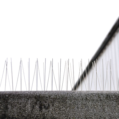 S4U Bird Spikes with Plastic Base and Stainless Steel Pigeon Spikes for Roofs and Windows Bird Deterrent Spikes Set for Anti Crows, Seagulls and Small Birds