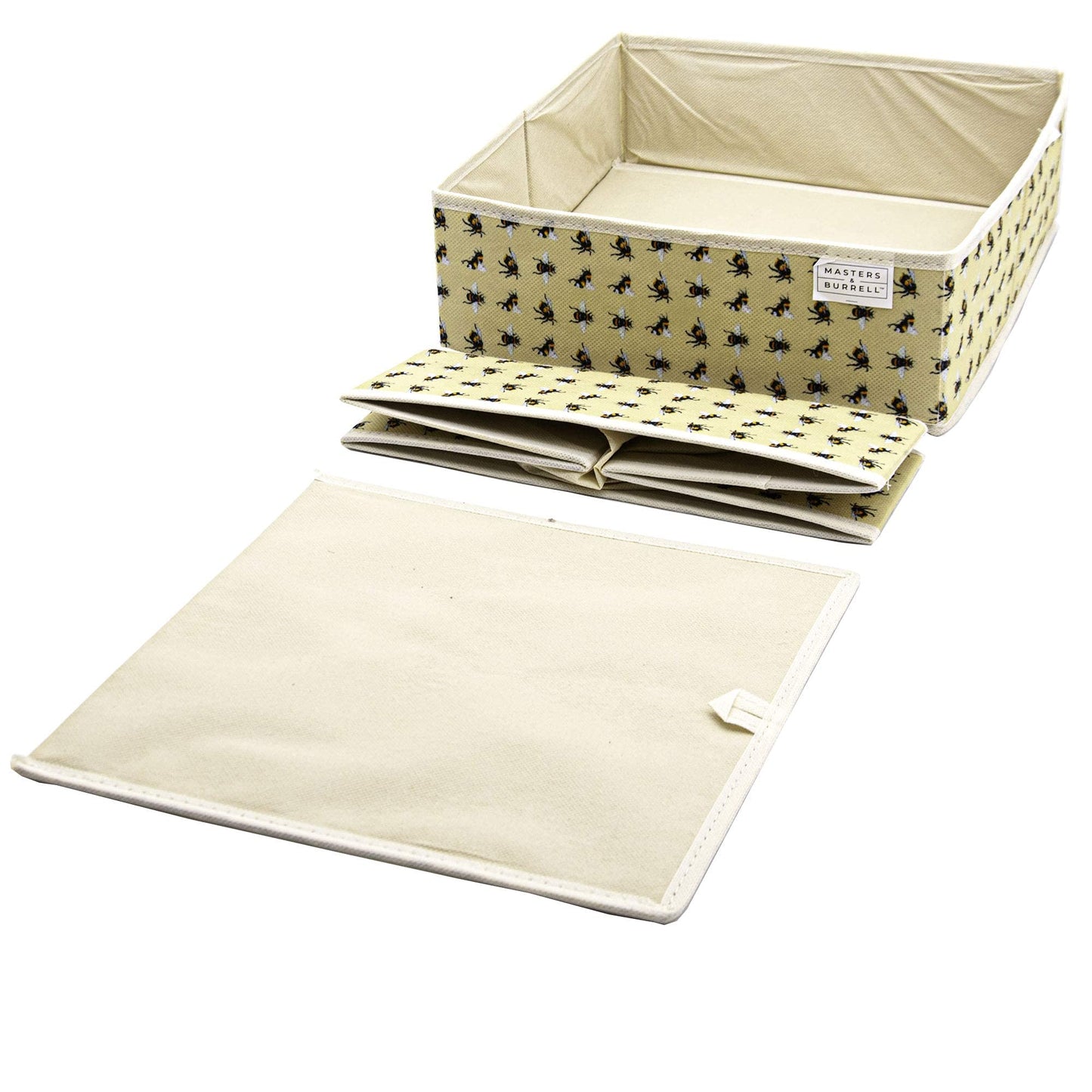 Masters & Burrell Wardrobe Dividers Set of Fabric Closet Organiser, Foldable Storage Boxes to Tidy Dresser, Office, Bra, Underwear, Tie, Socks, Bedroom, Collapsible Organizer