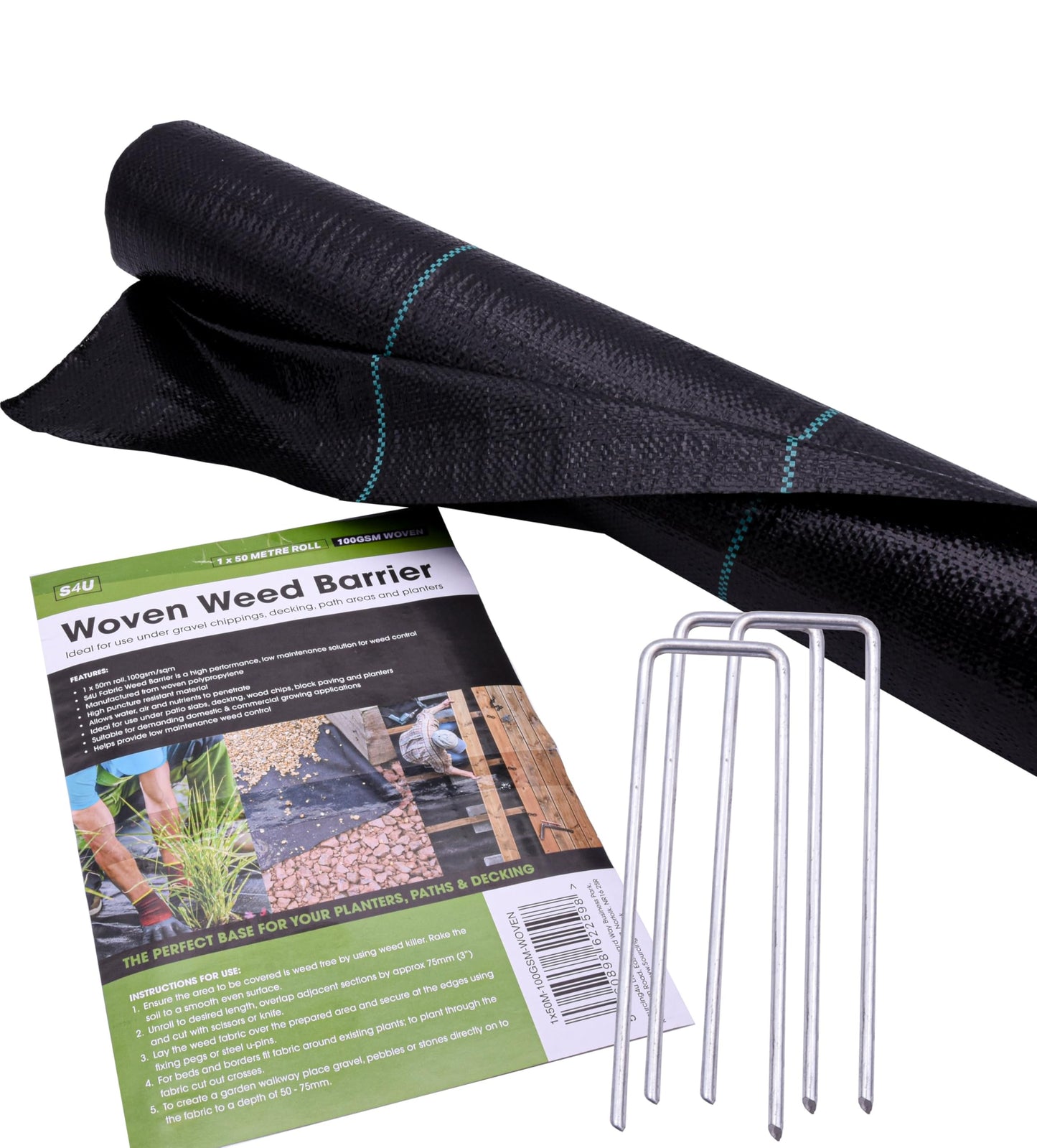 S4U Weed Control Membrane Durable Weed Barrier Fabric UV Stabilised Weed Barrier Breathable Garden Membrane for Pathways Flower Beds and Vegetable Gardens 1x50m