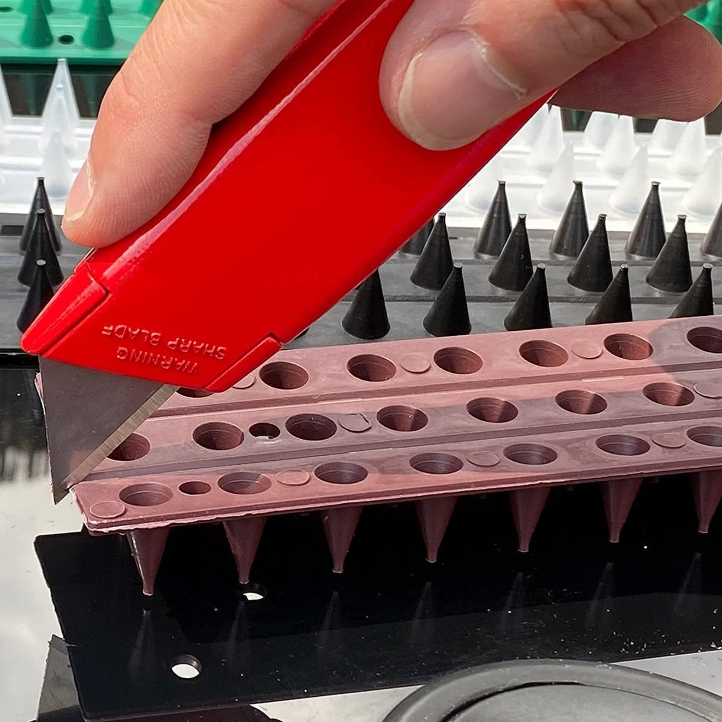 S4U Fence Wall Spikes Garden Security Guard Anti Climb Cat Bird Spikes Intruder Pest Deterrent 50 x 4.5 x 1.5cm Warning Sign & Screws Included