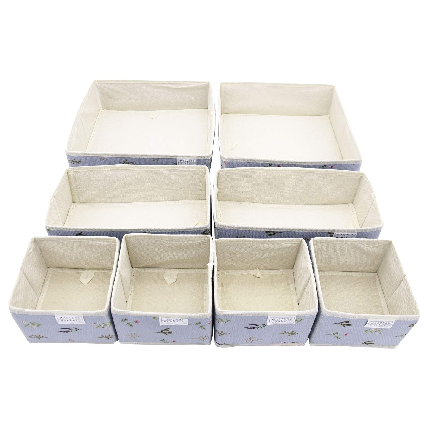 Masters & Burrell Wardrobe Dividers Set of Fabric Closet Organiser, Foldable Storage Boxes to Tidy Dresser, Office, Bra, Underwear, Tie, Socks, Bedroom, Collapsible Organizer