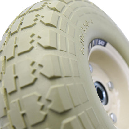 S4U 2x10” Sack Barrow Wheels Hand Truck Trolley Wheels Cart Solid Wheelbarrow Wheel 3.5-4 PU Heavy Duty Puncture Proof Trolley Wheels 16mm Bearing Wheel Nylon locking nuts