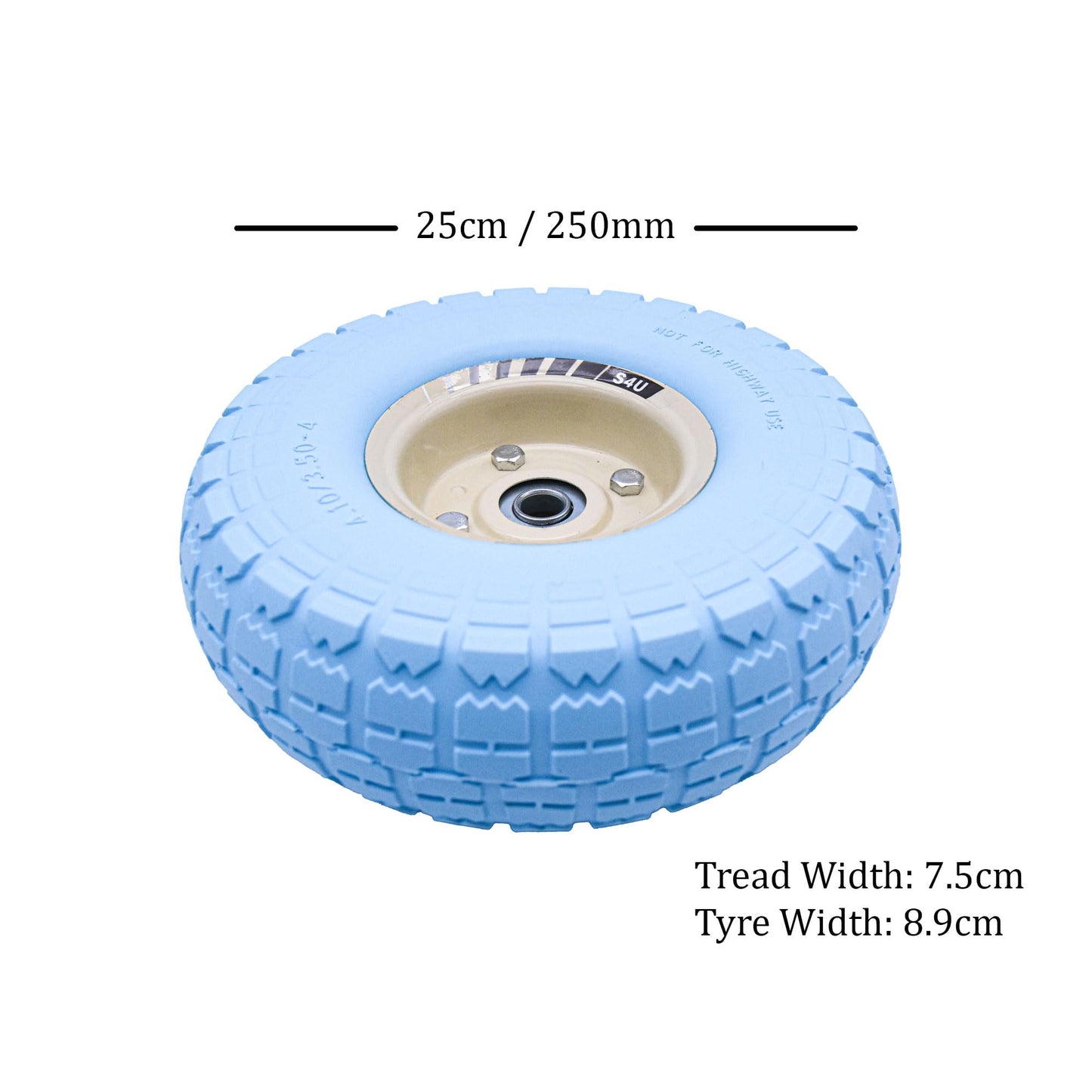 S4U 2x10” Sack Barrow Wheels Hand Truck Trolley Wheels Cart Solid Wheelbarrow Wheel 3.5-4 PU Heavy Duty Puncture Proof Trolley Wheels 16mm Bearing Wheel Nylon locking nuts