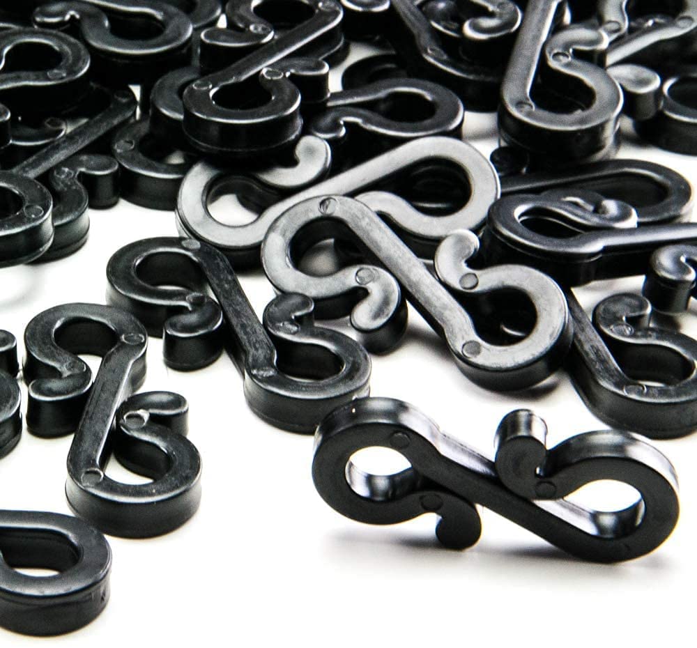 S4U Gutter Hooks for Outdoor Lights 60pcs Plastic S Gutter Clips for Hanging Outside Christmas Lights, String Lights, Icicle Fairy Lights - Black