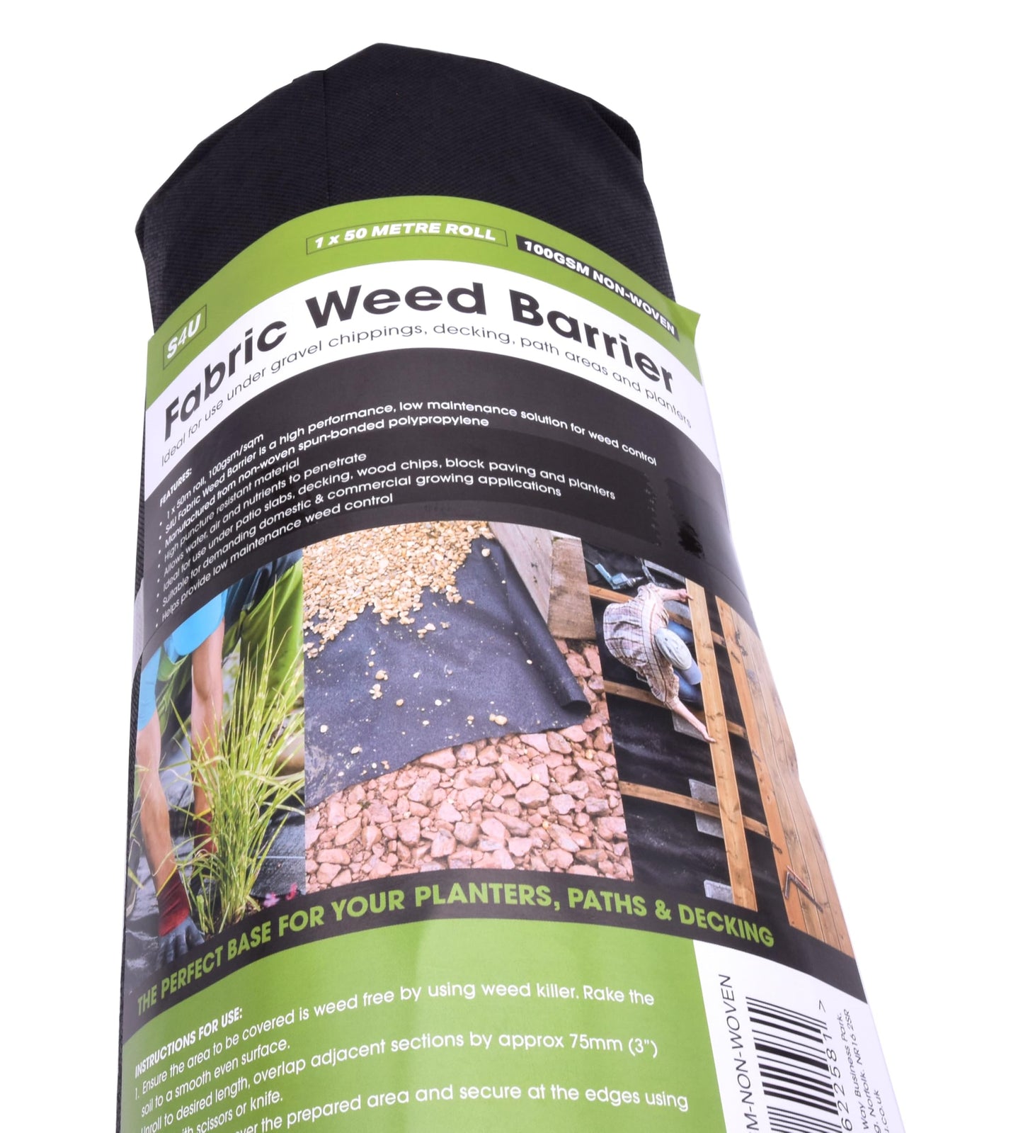 S4U Weed Control Membrane Durable Weed Barrier Fabric UV Stabilised Weed Barrier Breathable Garden Membrane for Pathways Flower Beds and Vegetable Gardens 1x50m