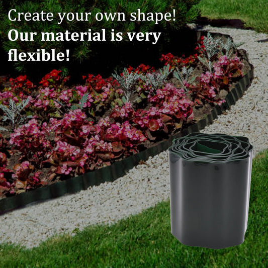 Lawn Edging Flexible Green Plastic Garden Edging 9 Meters, Durable Edging for Lawns, Weatherproof, Landscape Grass Border Edging Garden for All Gardening Ideas