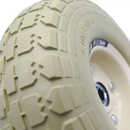 S4U 10” Sack Barrow Hand Truck Tyre Solid Rubber Wheel 3.5-4 PU Heavy Duty Puncture Proof Trolley Cart Wheelbarrow Replacement 16mm Bearing Nylon locking nuts