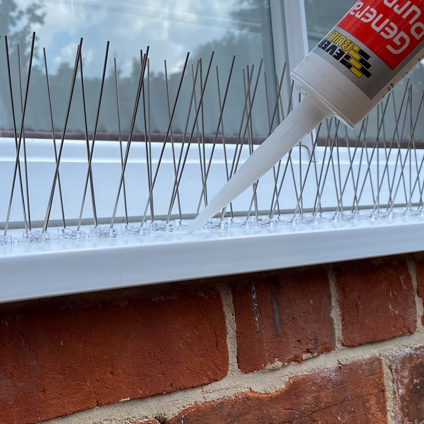 S4U Bird Spikes with Plastic Base and Stainless Steel Pigeon Spikes for Roofs and Windows Bird Deterrent Spikes Set for Anti Crows, Seagulls and Small Birds