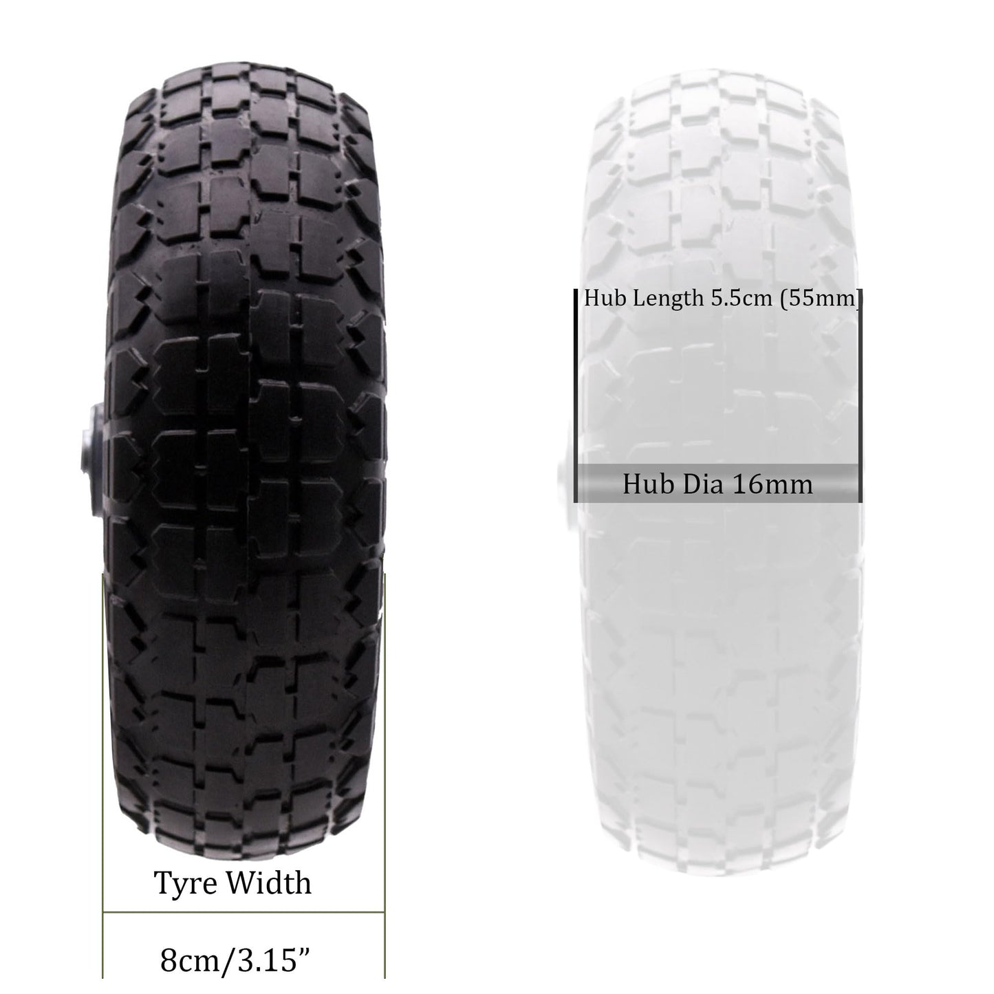 S4U 10” Sack Barrow Hand Truck Tyre Solid Rubber Wheel 3.5-4 PU Heavy Duty Puncture Proof Trolley Cart Wheelbarrow Replacement 16mm Bearing Nylon locking nuts