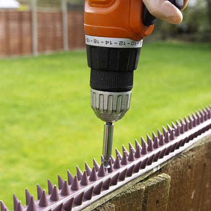 S4U Fence Wall Spikes Garden Security Guard Anti Climb Cat Bird Spikes Intruder Pest Deterrent 50 x 4.5 x 1.5cm Warning Sign & Screws Included