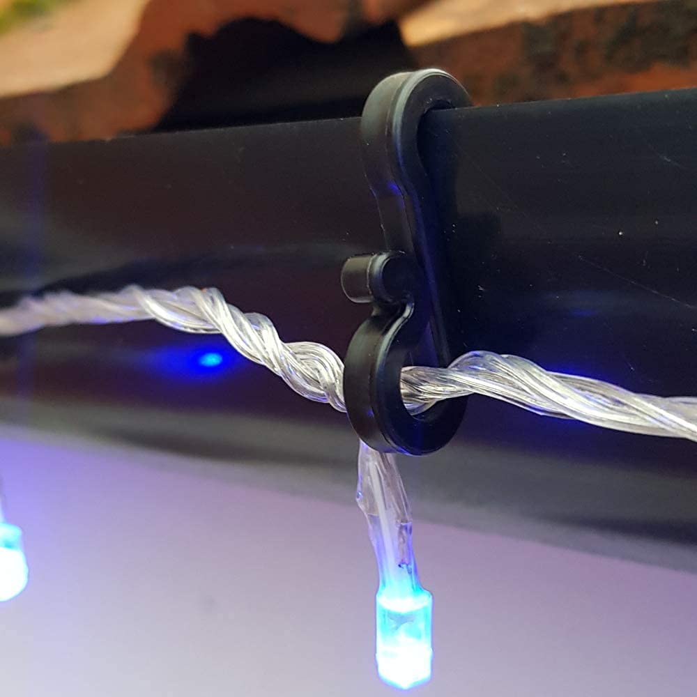 S4U Gutter Hooks for Outdoor Lights 60pcs Plastic S Gutter Clips for Hanging Outside Christmas Lights, String Lights, Icicle Fairy Lights - Black